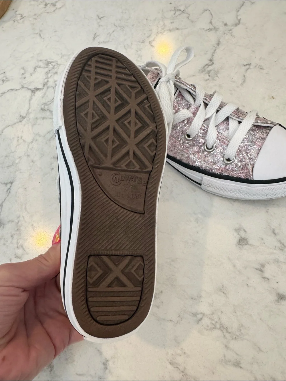 Converse Chuck Taylor Little Kids Lace-Up Low Top Sneakers - Pink Sparkle